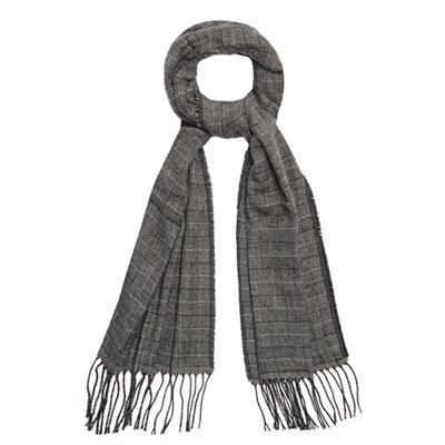 Grey reversible fringe scarf